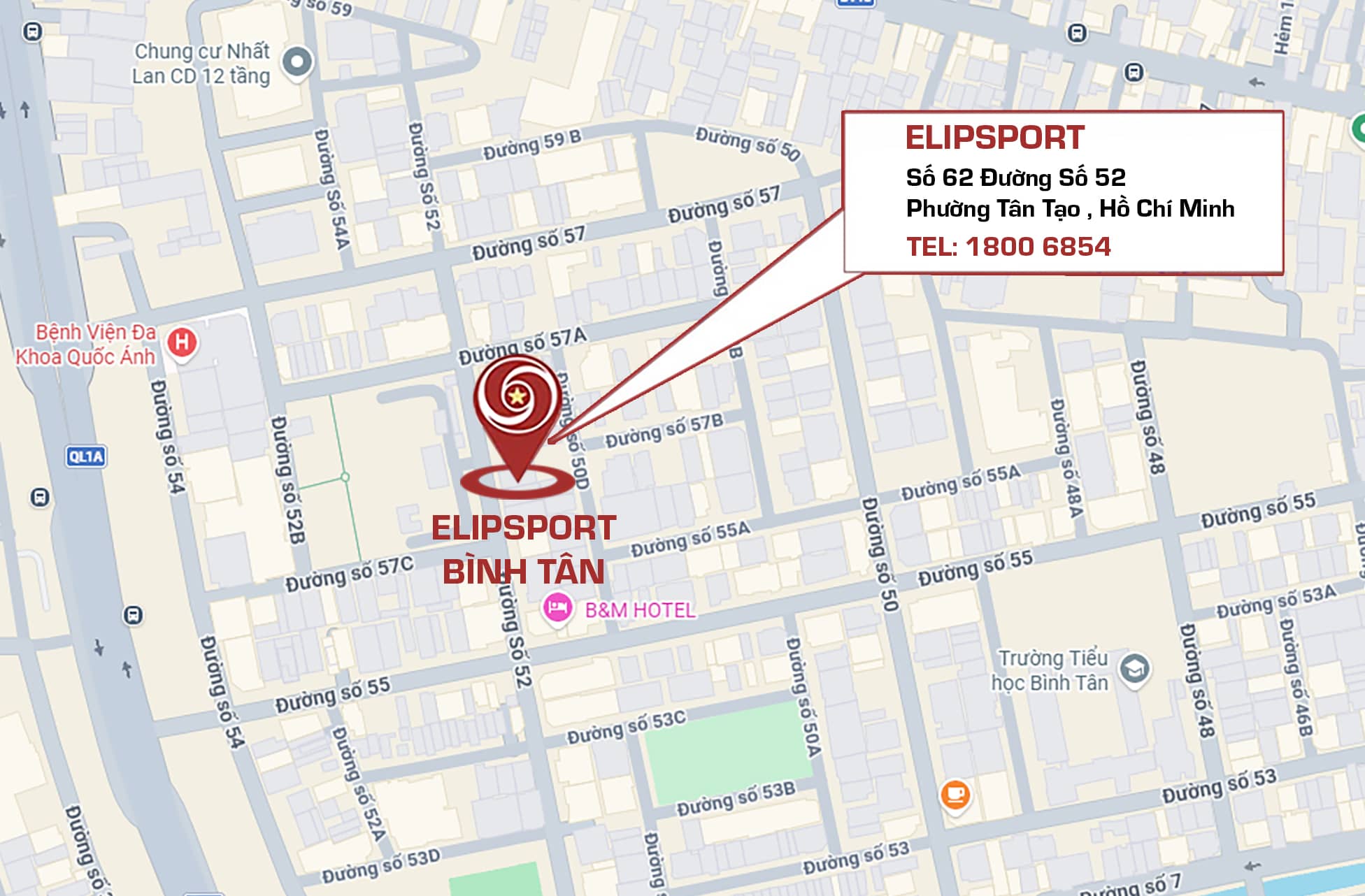 Bản đồ chi nhánh Elipsport Bình Tân (Đường 52)