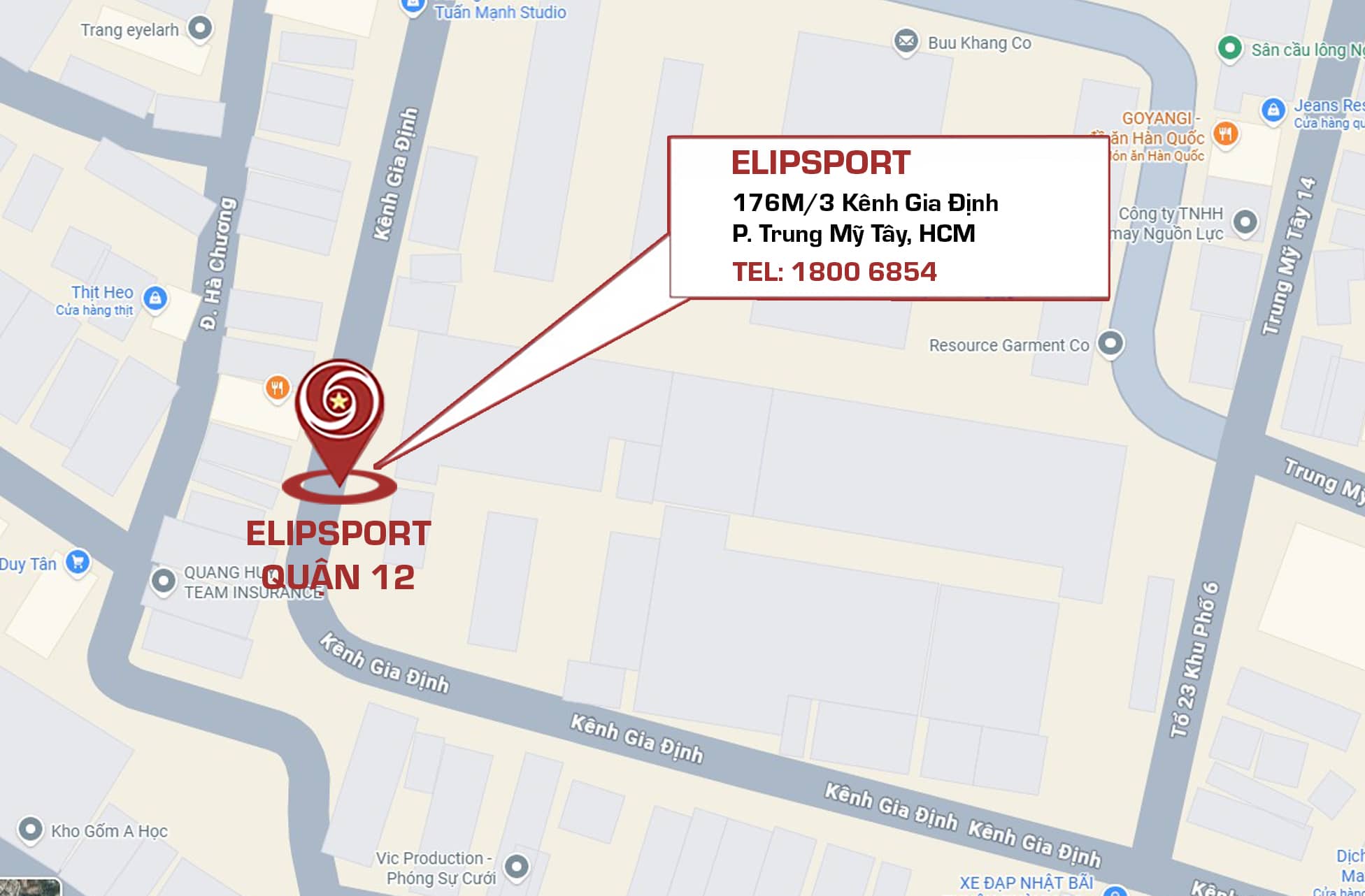Bản đồ chi nhánh Elipsport Quận 12 (Kênh Gia Định)